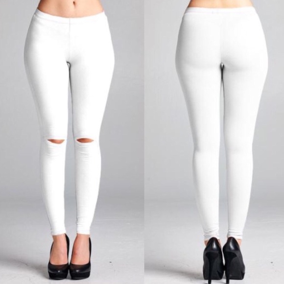 Active Basic Pants - 30% OFF 2/MORE NEW White Knit Leggings Cutout Knee